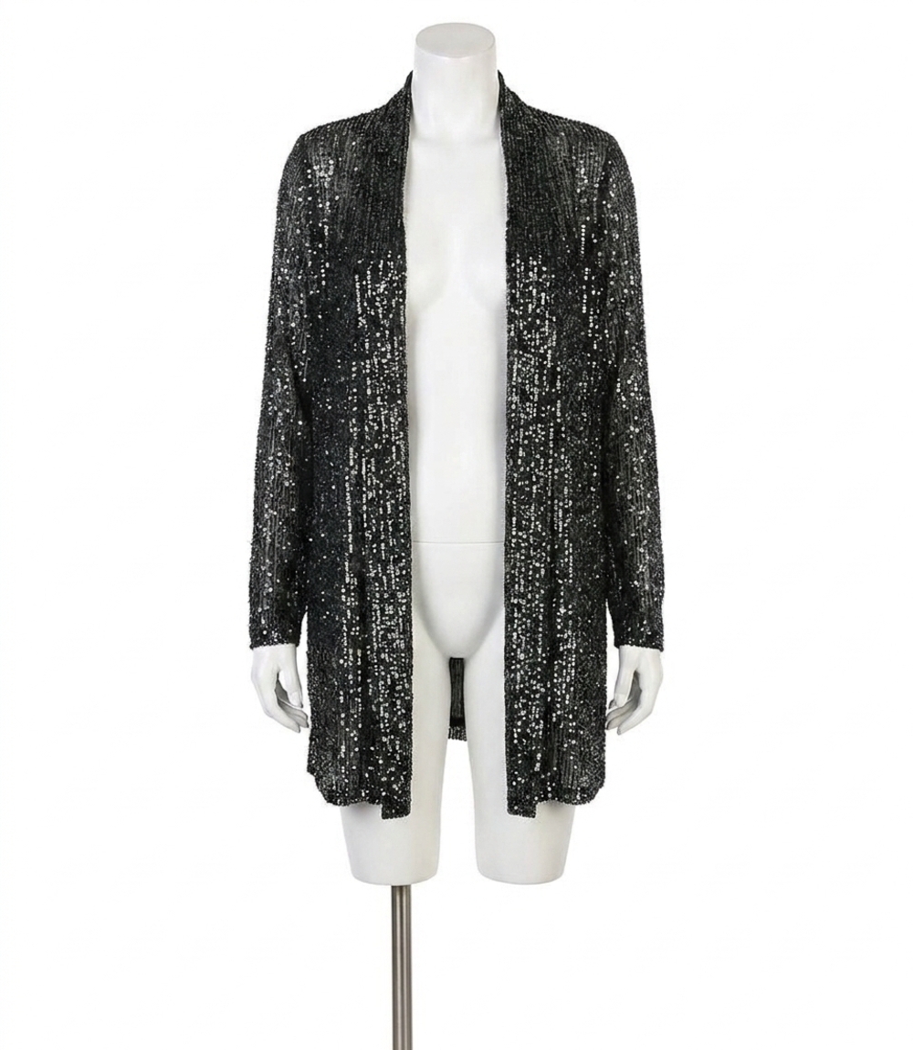 NEW KAREN KANE silvana sequin duster in steel